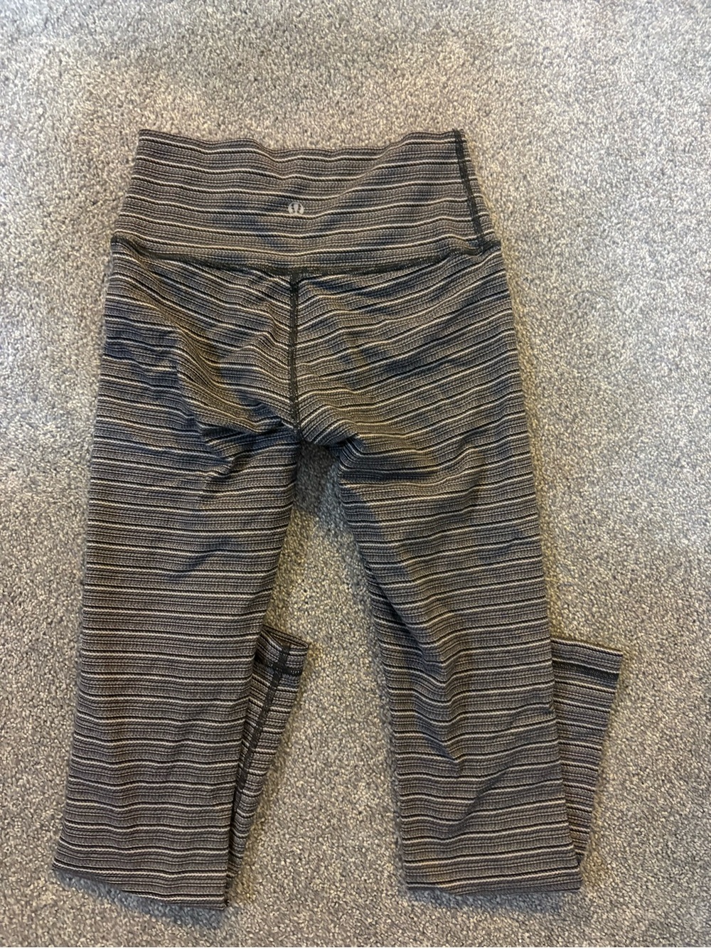 lululemon athletica Gray and Black Striped Ankle Leggings- Small